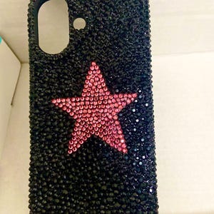 Black Bling out Phone Case Swarovsk Element Rhinestone Stones Unique Phone Cases Pink Star Bling Covers Glitter Diamond Phone Accessories
