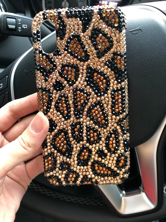 Sexy Gold Glitter Leopard Print Rivet Square Phone Case For