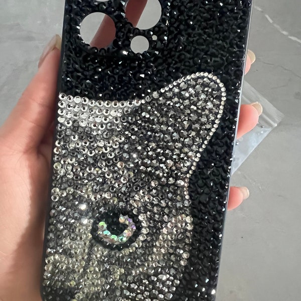 Unique Bling Phone Case Cat Sparkling Phone Case Handcarft Crystal Phone Accessories Full sides Protect Back Covers Custom Unique Gifts