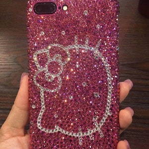 Sparkle Luxury Crystal Phone Cases Bling Phone Case Camero and Full sides Protect Back Cover Diamond Crystal Custom fit your phone hot pink