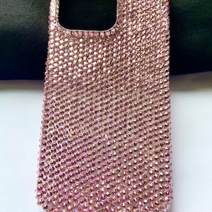 Light Pink iPhone Case Bling Out Phone Cases Full sides Protect Back Cover Rhinestone Crystal Custom fit many mobile model