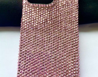 Coque iPhone rose clair Bling Out Coques de portables Côtés complets protégeant la coque arrière Cristal strass Adapté à de nombreux modèles de téléphones portables