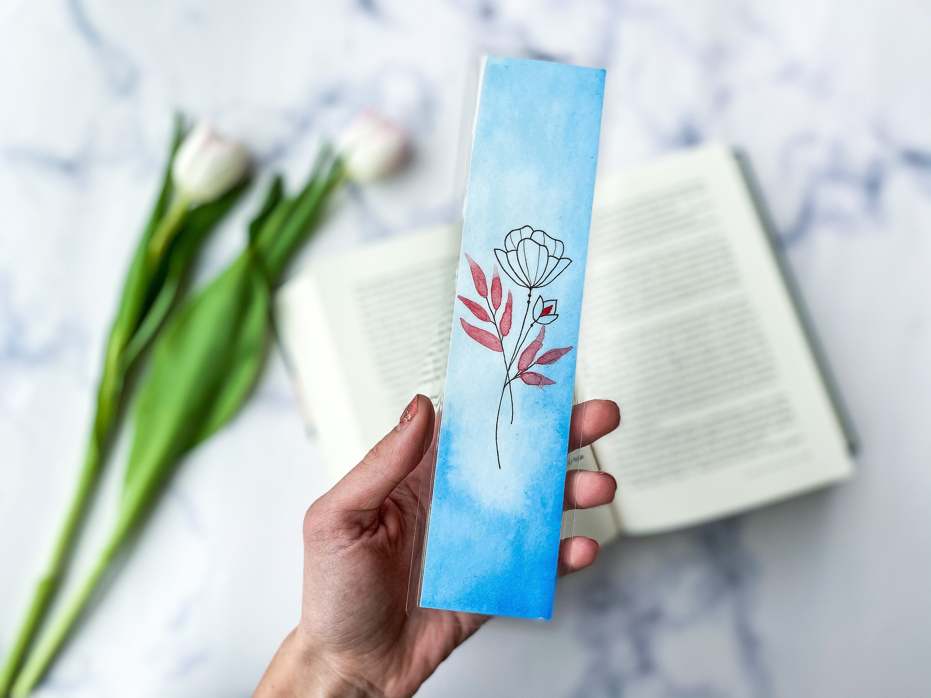 Hand bemalt Blume Lesezeichen Aquarell Floral Lesezeichen | Etsy