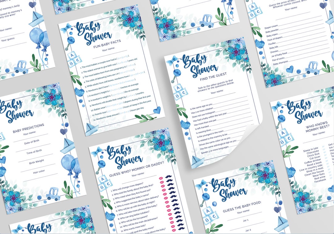 8 Blue Dream Baby Shower Games Bundle, Printable, Instant Download ...
