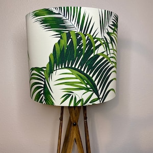 Green & Cream Tropical Palm Trees Leaves Handmade Lampshade (Gold Silver Copper Empire)