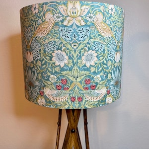 William Morris Kelmscott Strawberry Thief  Aqua Handmade Lampshade
