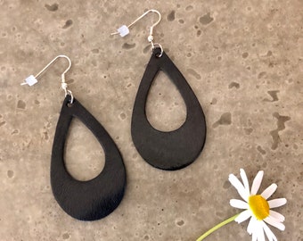 Leather Teardrop Loop Earrings