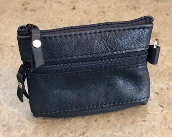 Leather 2 Zipper Pouch