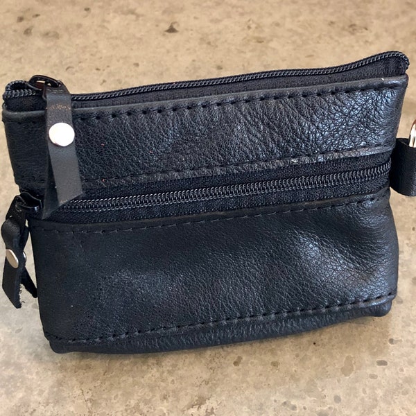 Leather 2 Zipper Pouch