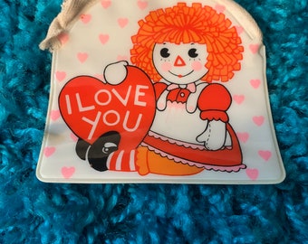 Vintage 70s Raggedy Ann Hallmark Valentines Day Coin Purse Made in Japan