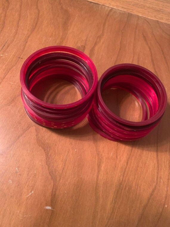 Vintage Lot of 25 Child Sized Plastic Bangles Red… - image 2