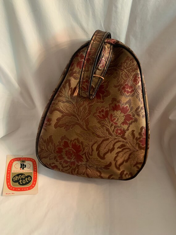 Vintage 1970s Vinyl Floral Shoe Tote - image 3