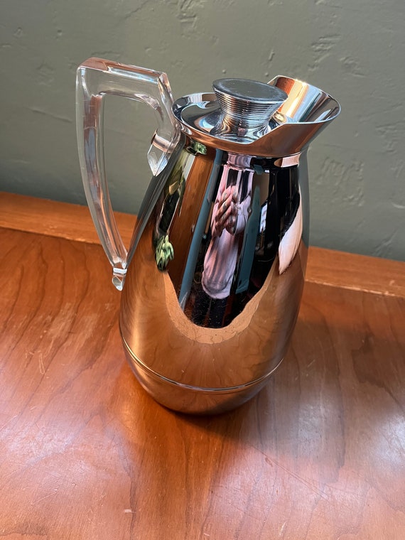 Mid Century the American Thermos Bottle Co. Model No 585J Chrome and Lucite  Insulated Glass Thermos Carafe 