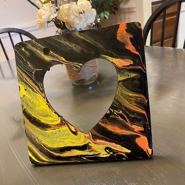 Acrylic Pour on Hearth themed Wooden Picture Frame