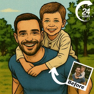 Benutzerdefiniertes Porträt im Comic-Stil | Superheld Pop Art vom Foto | Benutzerdefiniertes Geschenk für Familie, Paar oder Haustier