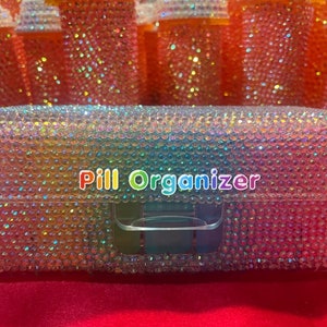 Pill Organizer Bedazzled - Rhinestone Pill Box- Bling Box - Medicine Storage