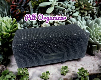 Rhinestone Pill Organizer  - AM PM 7 days a week