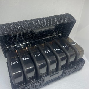 Rhinestone Pill Organizer AM PM 7 days a week image 3