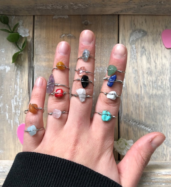 Crystal Rings Crystal Gemstone Rings Dainty Minimalistic