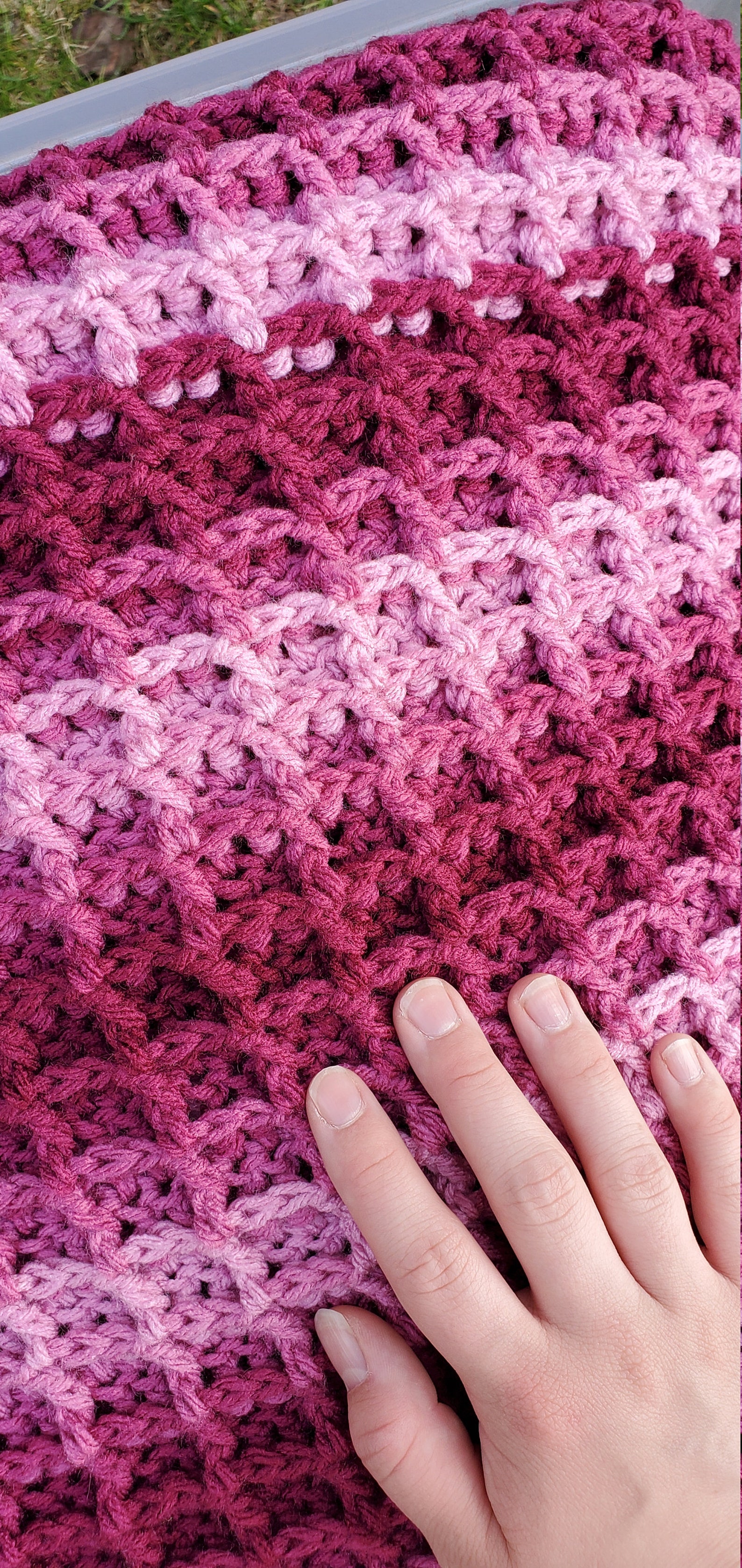 Pink Ombre Waffle Stitch Afghan Etsy