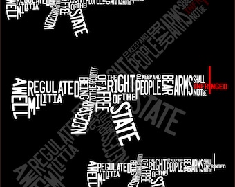 2nd Amendment 2A Rifle shaped text SVG Vector File  Cut File For Cricut, Silhouette, Digital Download