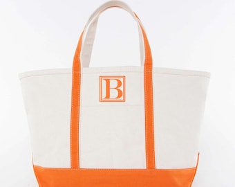 Personalized Orange Trim Medium Canvas Tote Bag - Etsy