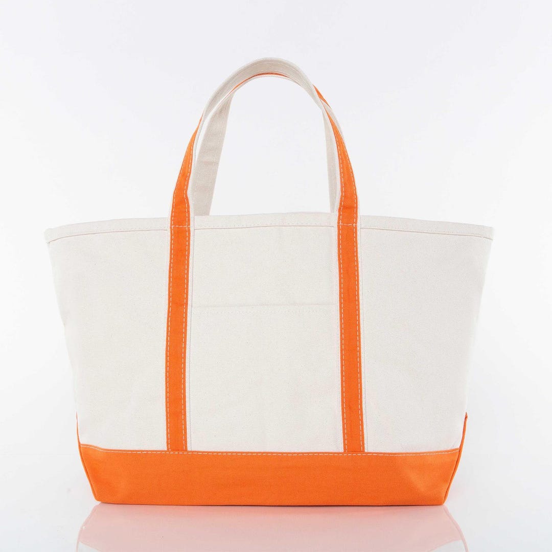 Orange Large Classic Tote Bag – Canvas Bag With Zipper, Fun