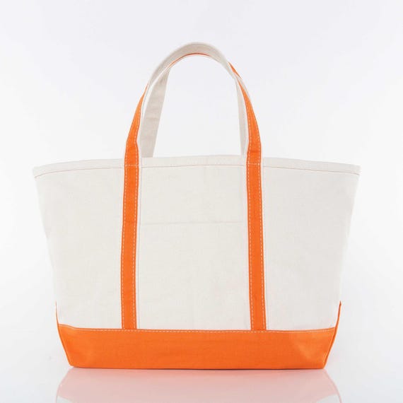 Orange Trim Canvas Tote Bag: Large Beach or Commuter Bag - Etsy