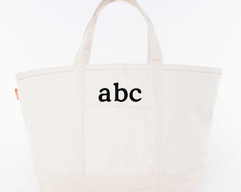 Monogrammed Canvas Tote Bag: Personalized Large Beach or Work Bag