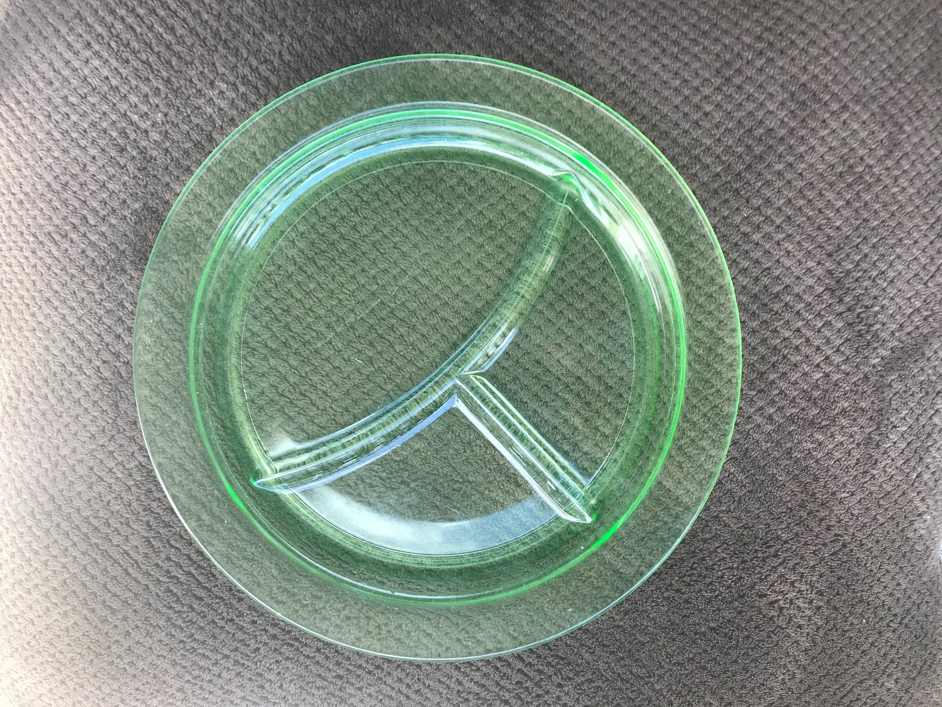 Plain Green Depression Glass Divided Plate o Grill Plate Etsy