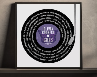 Olivia Rodrigo "Guts" Album VINYL Record Art PRINT | Music Lover Unique Gift | PRINT Only-Unframed