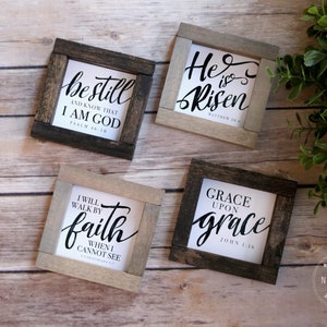 BIBLE VERSE Mini Wood SIGNS or Art Prints | Handmade Farmhouse Scripture Signs | Christian Religious Decor