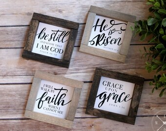 BIBLE VERSE Mini Wood SIGNS or Art Prints | Handmade Farmhouse Scripture Signs | Christian Religious Decor