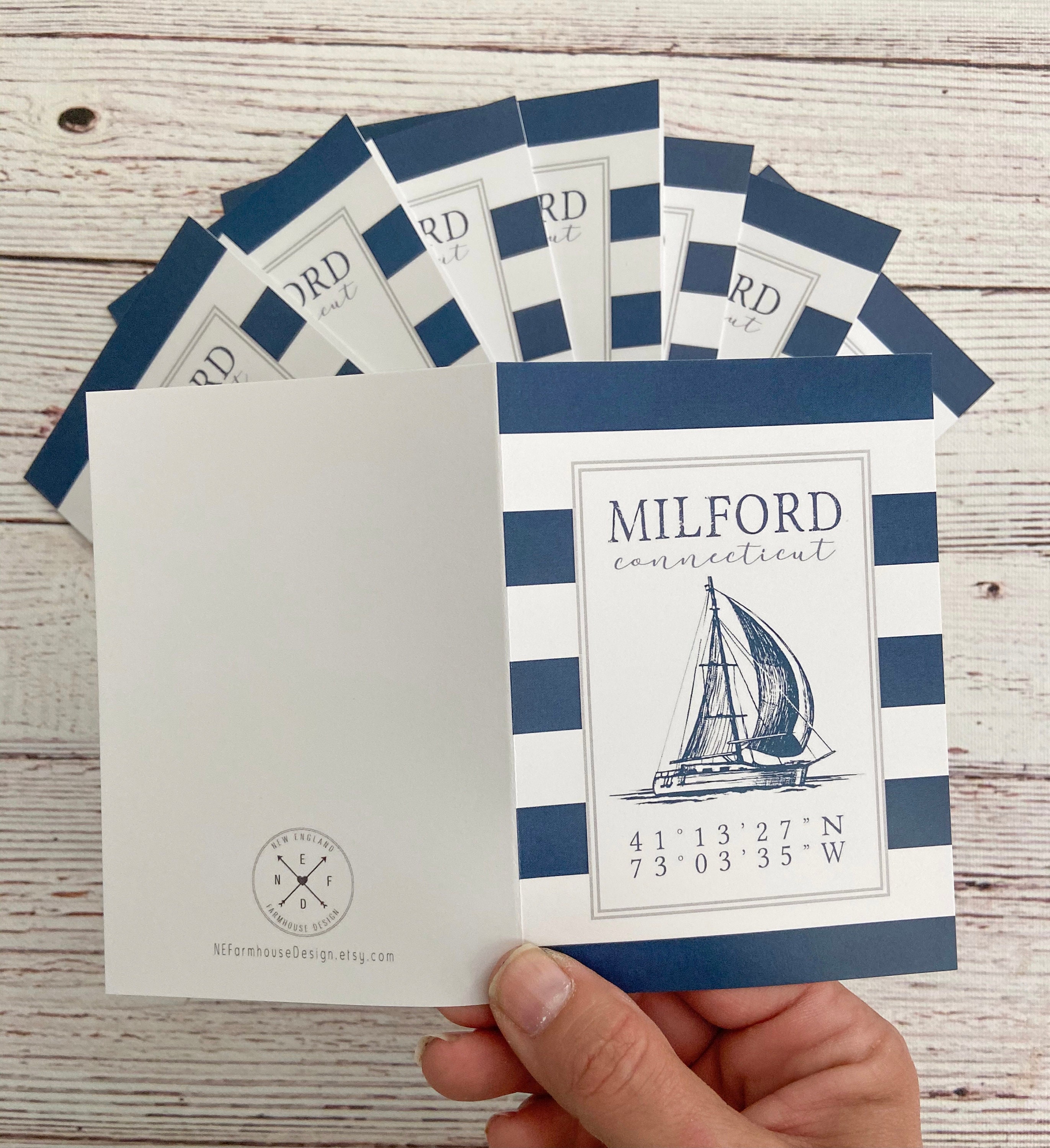 MILFORD Connecticut GREETING CARDS Set of 8 Cards With Etsy UK