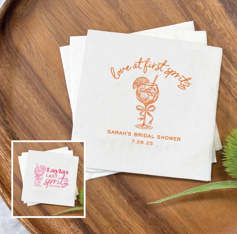 Custom Love at First Spritz Cocktail Napkins - Thumbnail 2