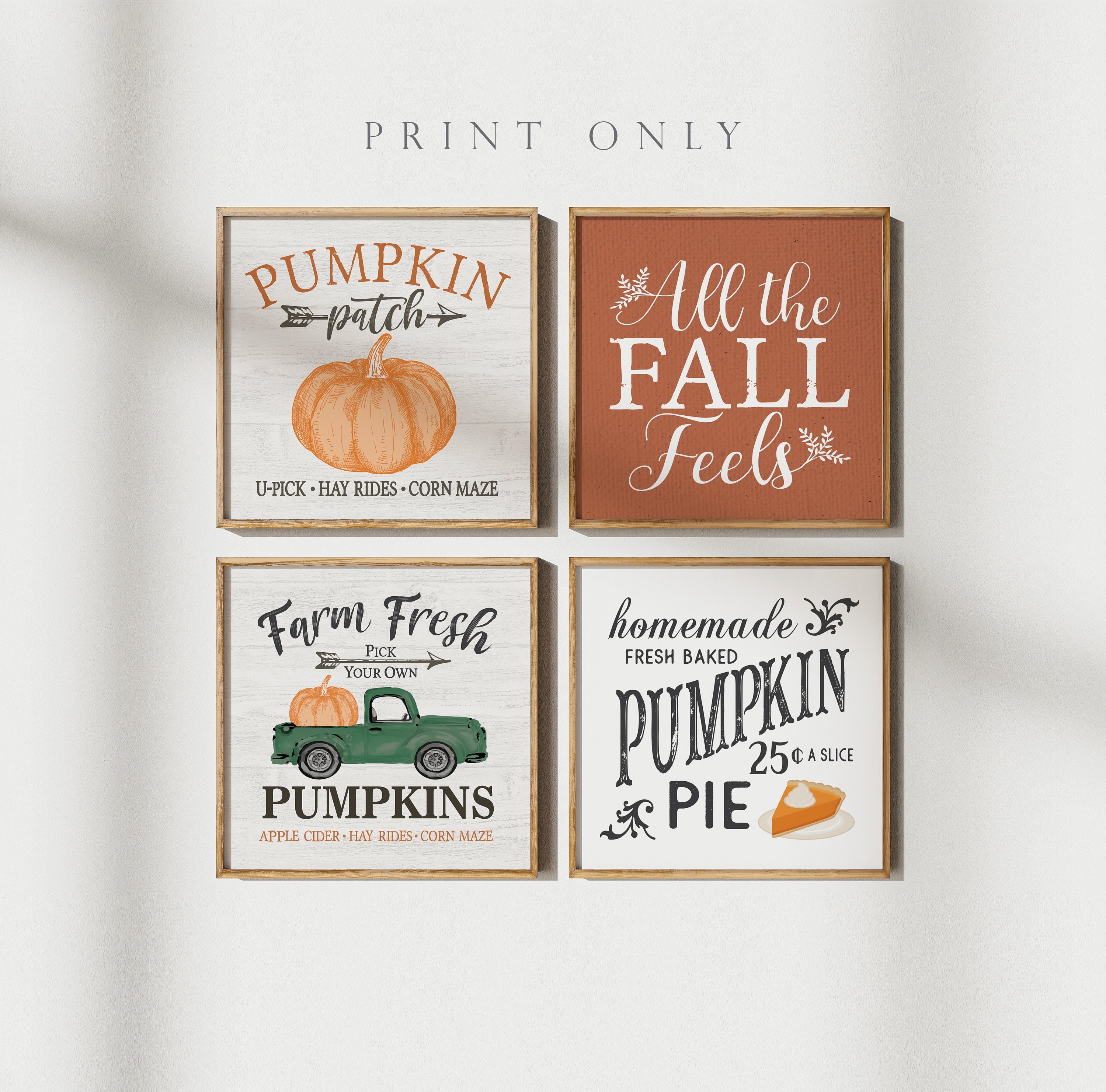 FALL PUMPKIN Themed Mini Wood Signs and PRINTS Tiered Tray Decor