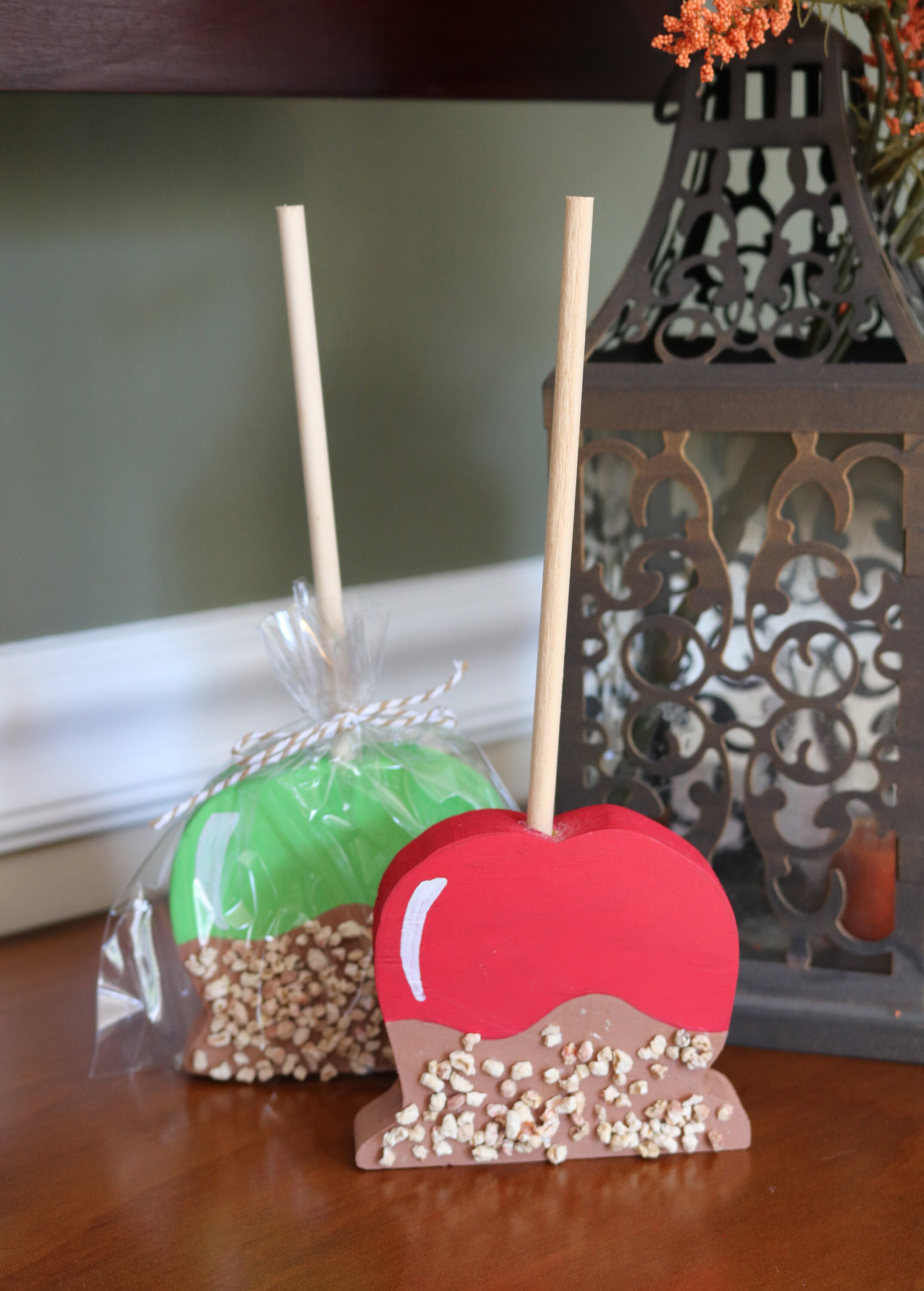 Caramel Apple Wood Cutout Decor Red or Green Faux Caramel Etsy