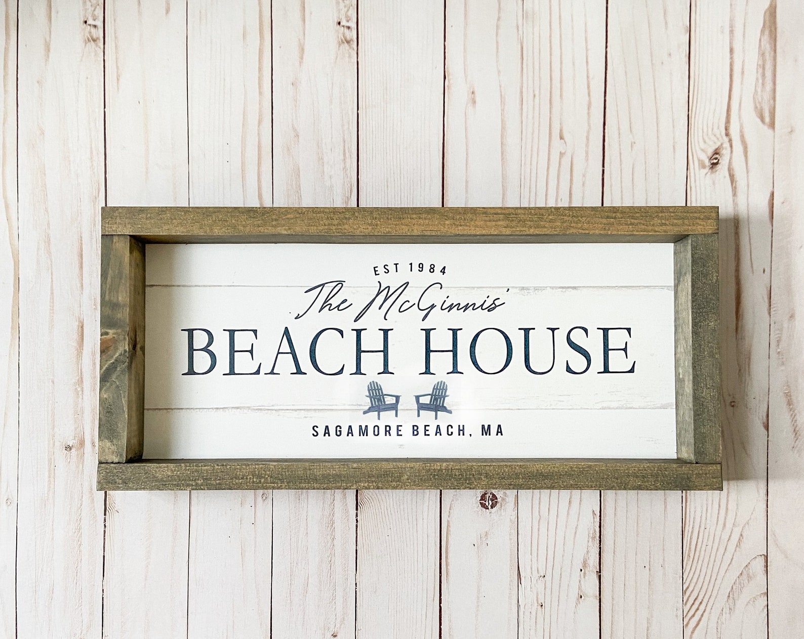 PERSONALIZED Family Name BEACH HOUSE Wood Framed Sign Mounted Etsy