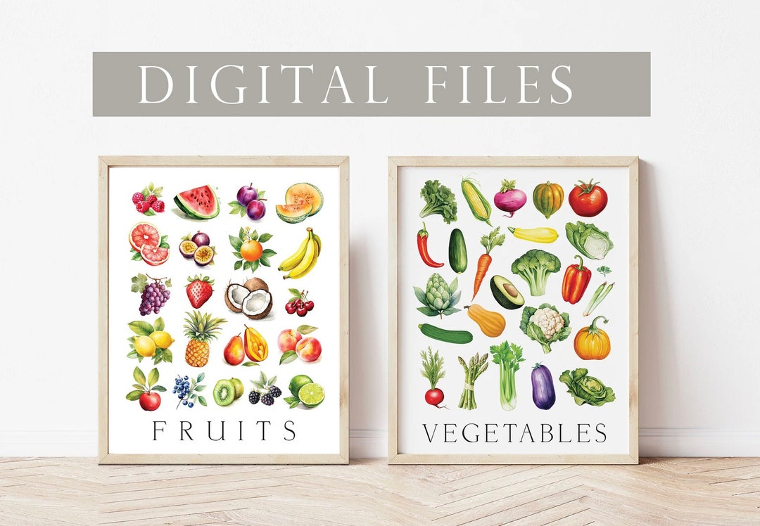 FRUITS & Vegetables Wall Art DIGITAL FILES Multiple Size Options