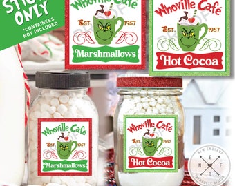 WHOVILLE CAFE Hot Cocoa & Marshmallows STICKER Label Only | Easy-to-Peel Stickers | 2 Design Options | 2 Size Options" | Diy Home Decor