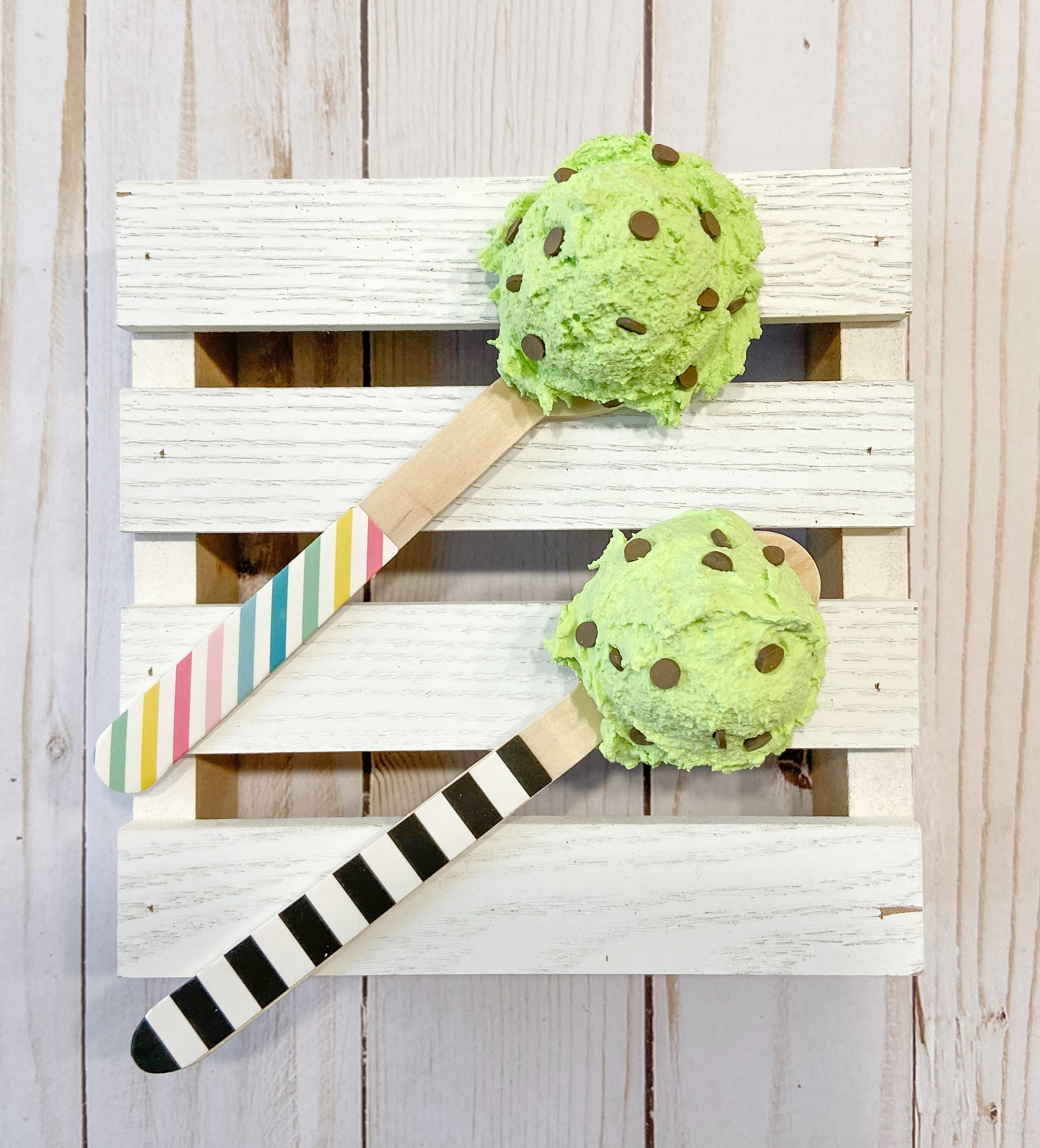 FAUX ICE Cream SCOOP with Sprinkles on a Decorative Wooden Etsy