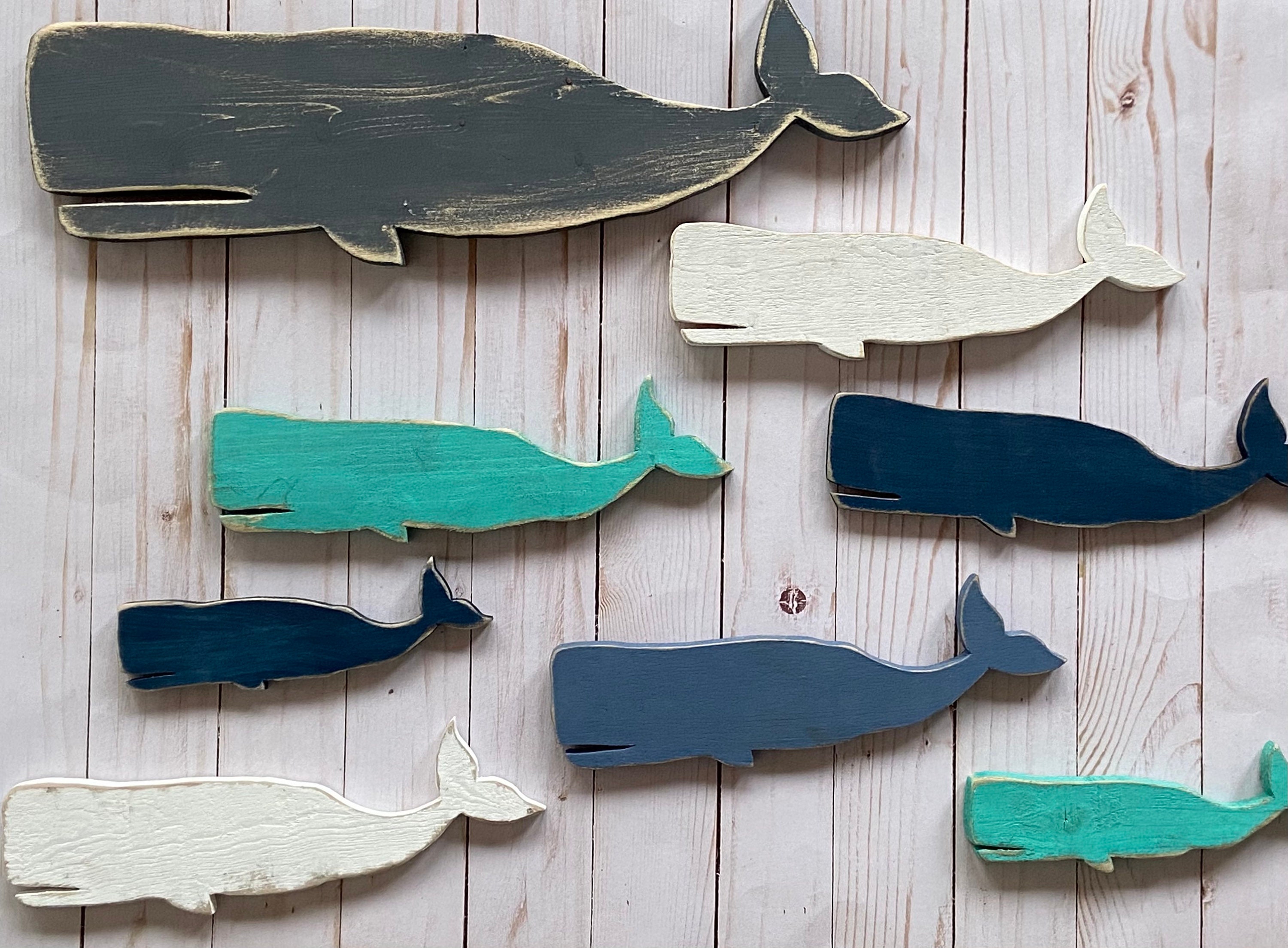 Wooden WHALE Cutouts Hand Cut Painted RECLAIMED Wood Whale | Etsy