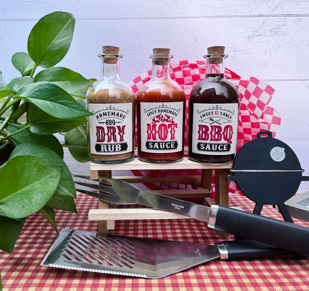 Vintage BBQ Sauce Glass Jar BOTTLE Decorations Fill Yourself Comes