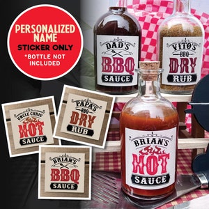 Personalized BBQ, HOT SAUCE & Dry Rub Label Only | Easy-to-Peel Sticker | Approximately 2.4" x 2.4" | Diy Grill Lover Gift | Custom Name