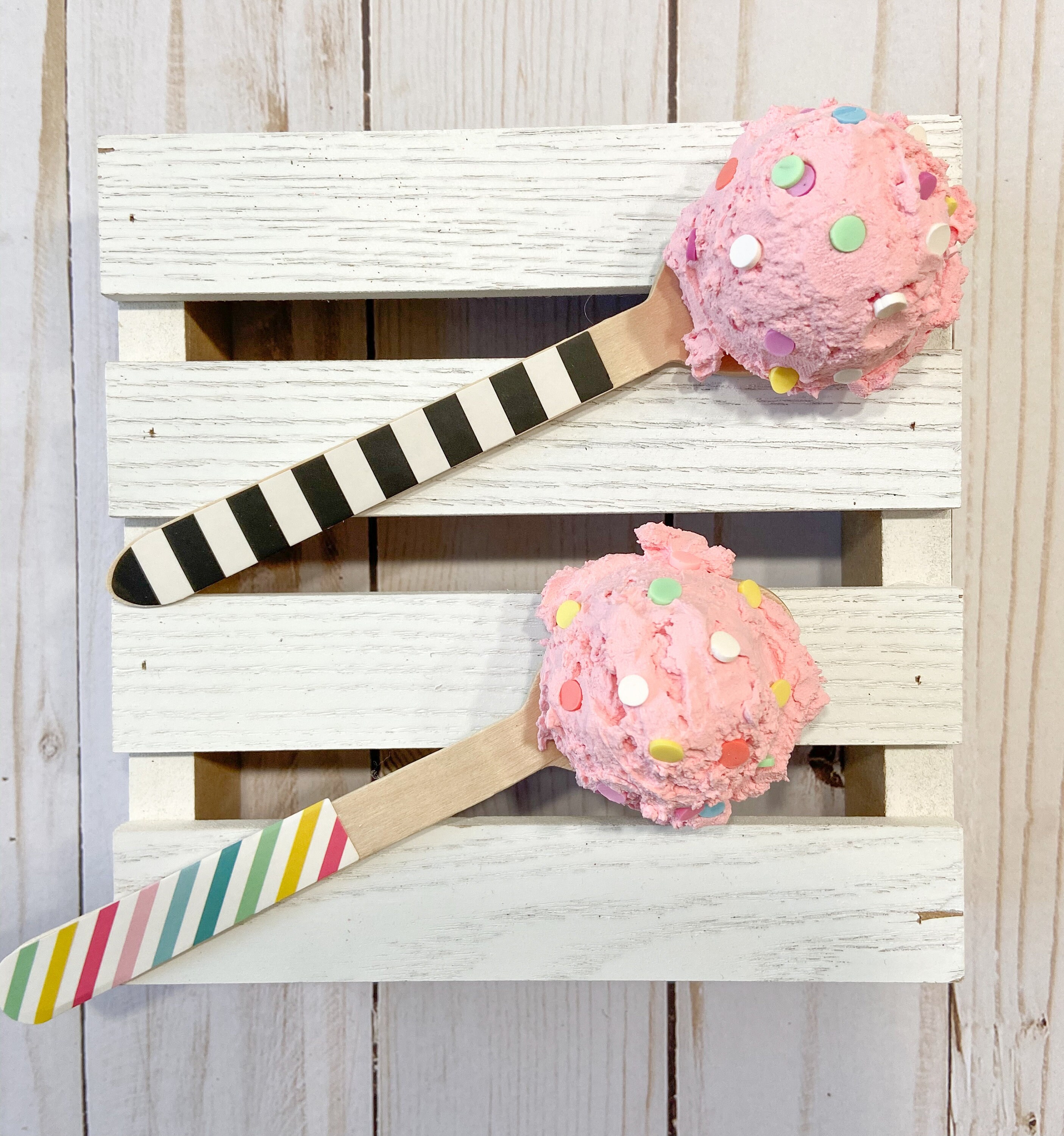 FAUX ICE Cream SCOOP With Sprinkles on a Decorative Wooden Etsy
