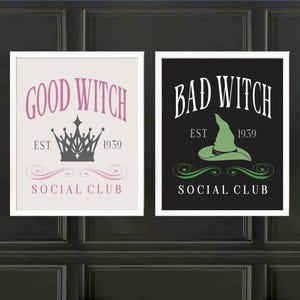 GOOD WITCH or BAD Witch Social Club Art Prints | Sold Individually | Print Only or Framed | Multiple Size Options | Wicked Inspired Art