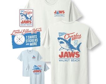 JAWS at Walnut Beach Vintage Merch | Adult & Youth T-Shirts | Vinyl Beach Sticker | Milford, Connecticut Souvenirs + Gifts