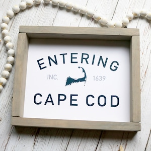 ENTERING CAPE COD Custom Wood Sign | Multiple Size Options | Coastal New England Sign | Custom Cape Cod Town Sign | Massachusetts Town Sign