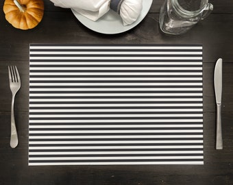 Artisan Paper PLACEMAT Sheets | Multiple Quantities | Size: 17.25" x 12" | Black & White STRIPES Design  | Table Decor