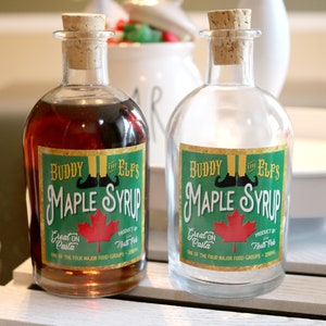 BUDDY the Elf's SYRUP BOTTLE Decoration (1)Fill yourself - Syrup Not included* | Buddy's Maple Syrup - Great on Pasta |  4 Major Food Groups
